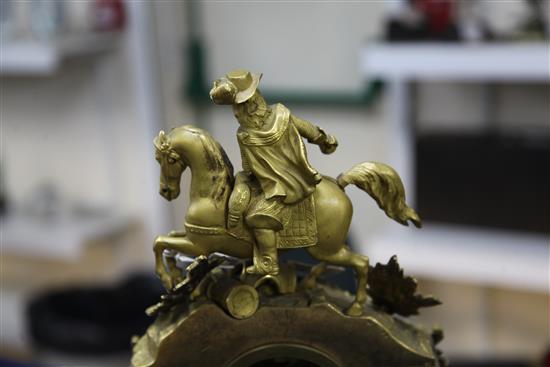 A 19th century French ormolu mantel clock, 14.5in.